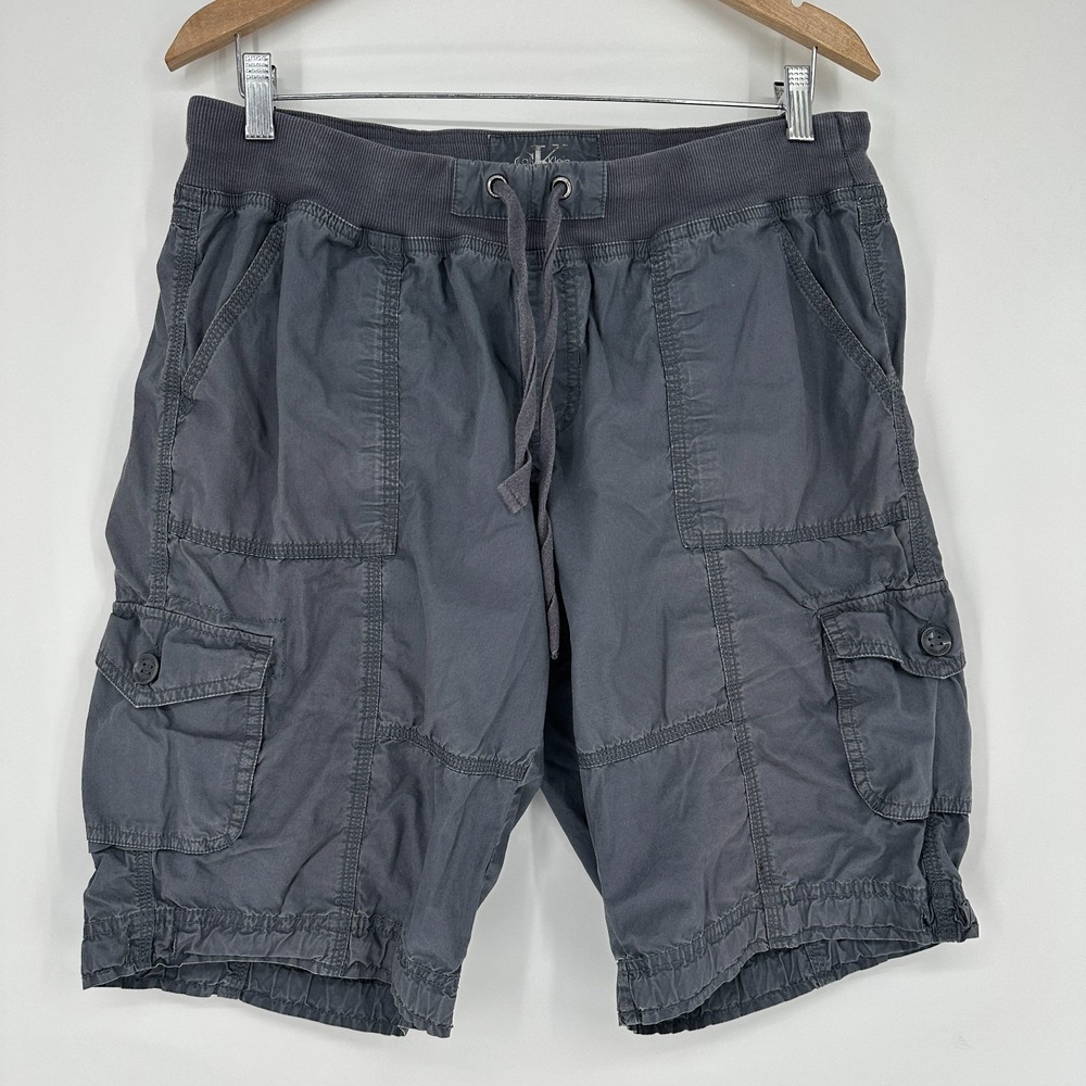 Y2K Calvin Klein Gray Cargo Utility shorts large Y2K Baggy Men Drawstring